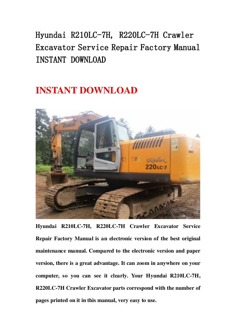 Hyundai r210 lc 7h, r220lc-7h crawler excavator service repair factor… | Hyundai 210lc 7 Wiring Diagram | | SlideShare