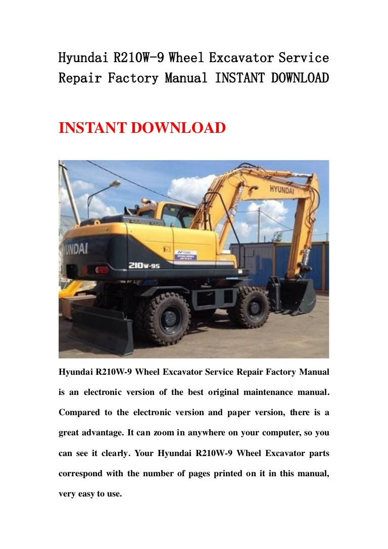 [WRG-9423] Hyundai R210w 9 Wheel Excavator Workshop Service Repair Manual |  2019 Ebook Library