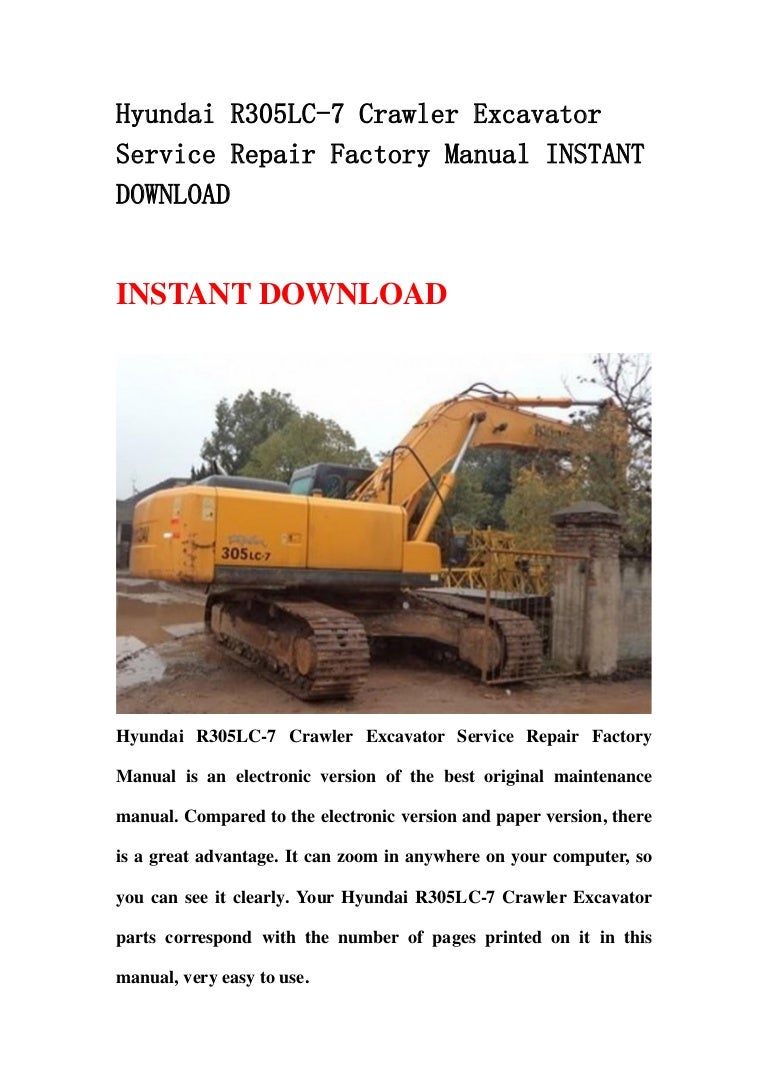 Hyundai R305lc 7a Crawler Excavator Operating Manual