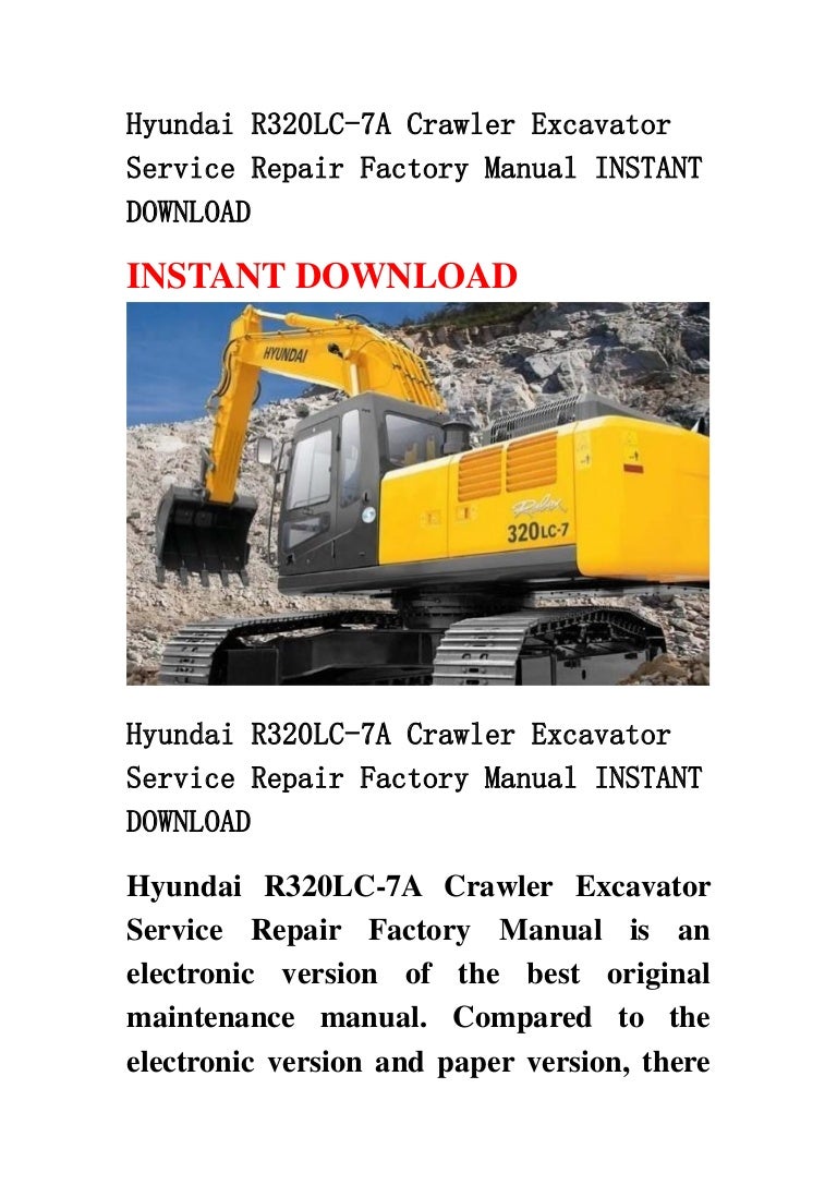 Hyundai r320 lc 7a crawler excavator service repair factory manual in…