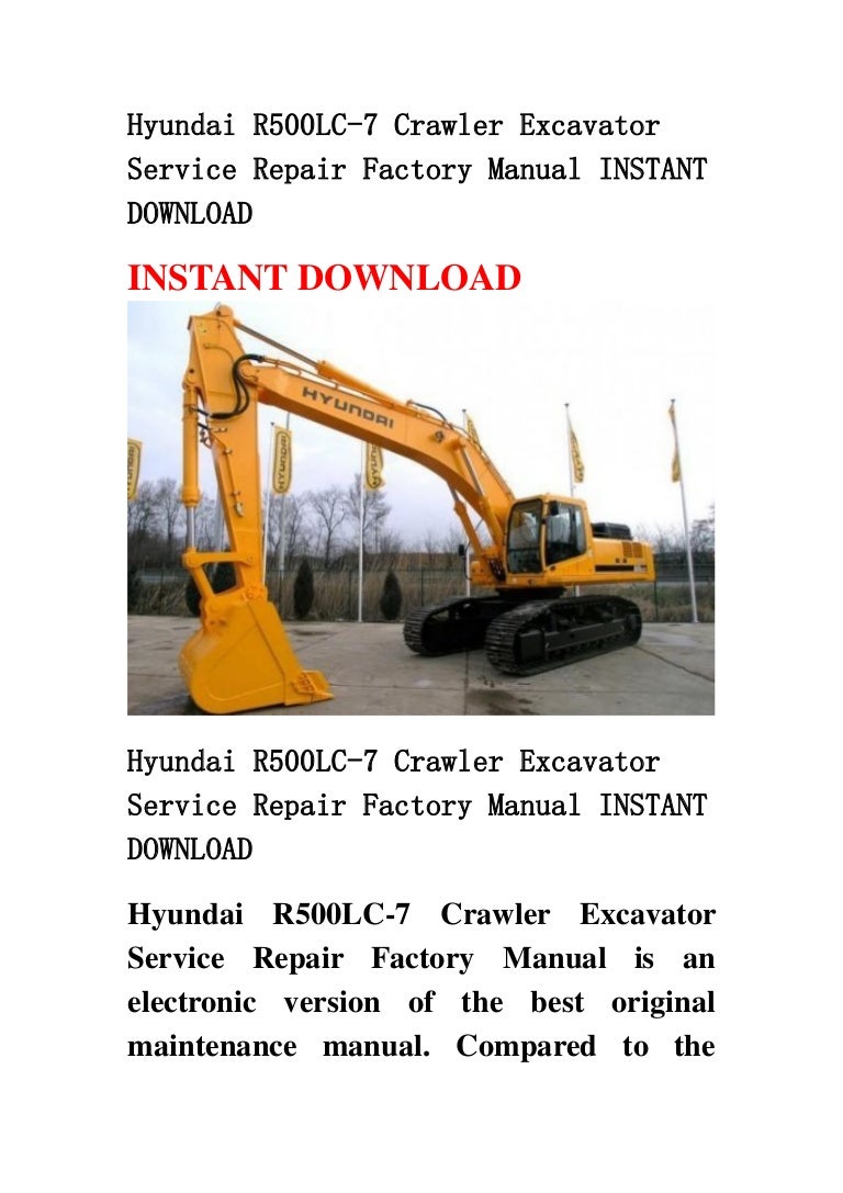 Hyundai r500 lc 7 crawler excavator service repair factory manual ins…