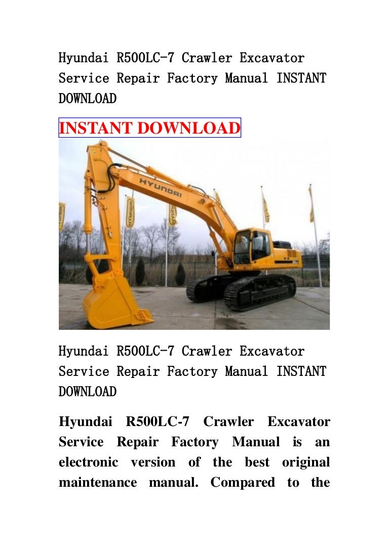 Hyundai r500 lc 7 crawler excavator service repair factory manual ins…