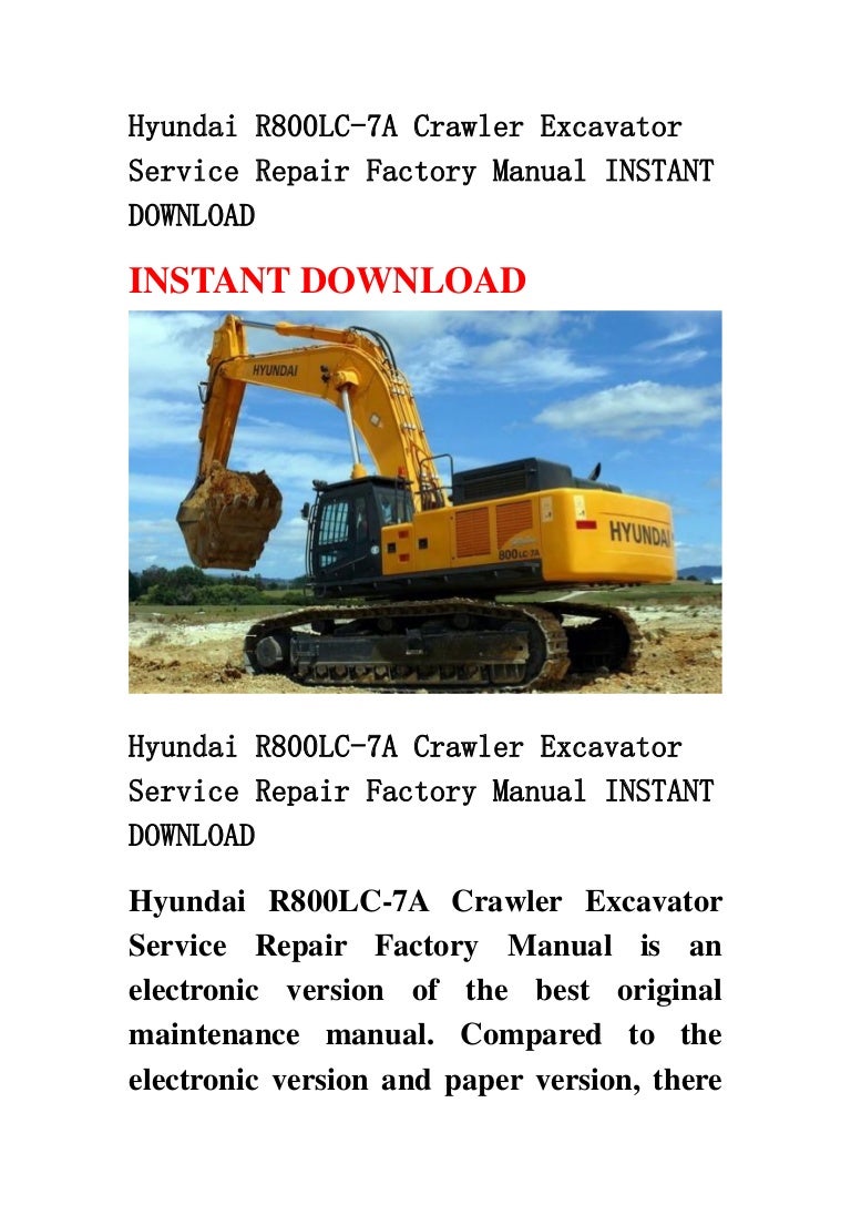 Hyundai r800 lc 7a crawler excavator service repair factory manual in…
