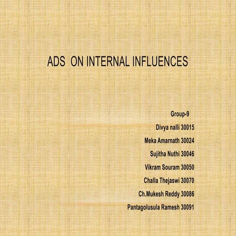 Consumer Behaviour ads on internal influences