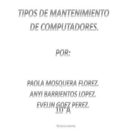 Tipos de mantenimiento 