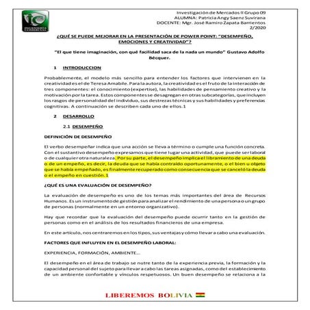 desempeño, emociones y creatividad