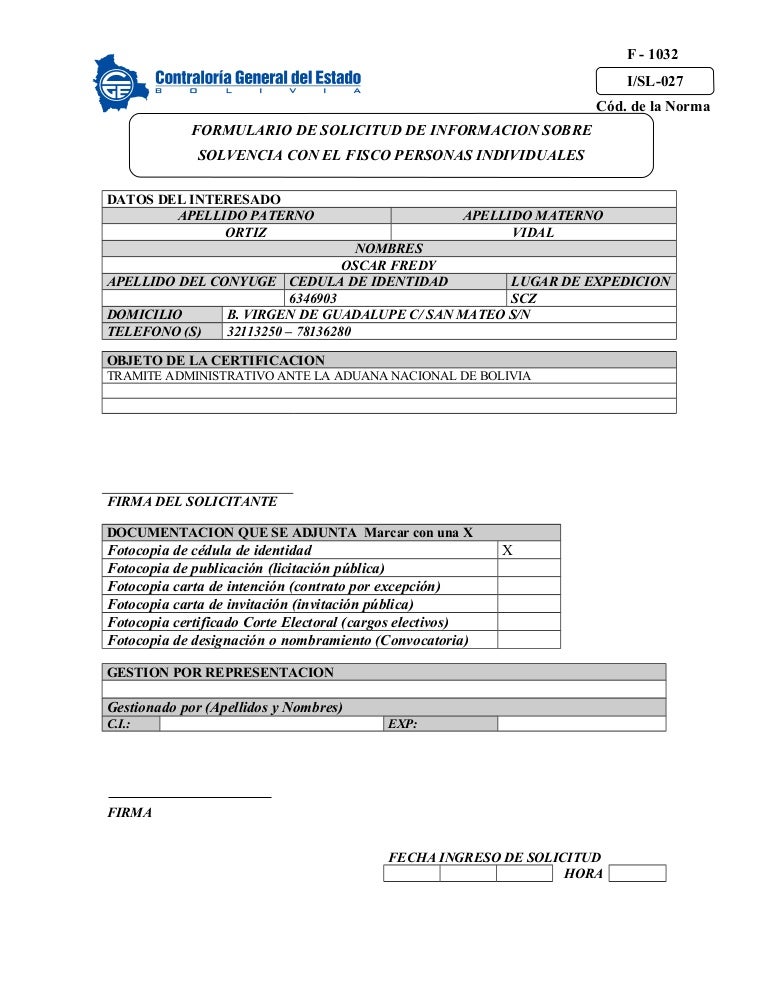 Formulario De Solicitud De Informacion Sobre Solvencia Con El Fisco P