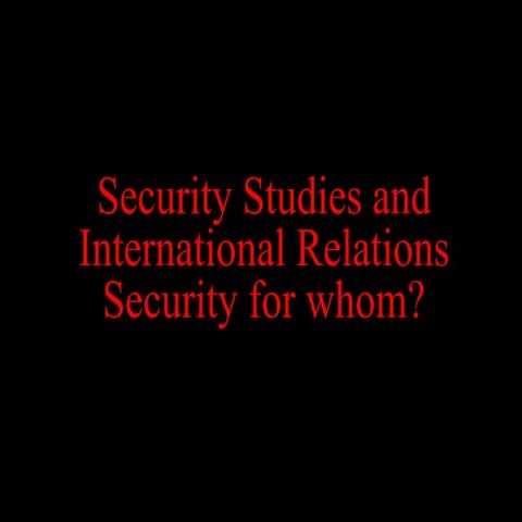 strategic studies and international relations