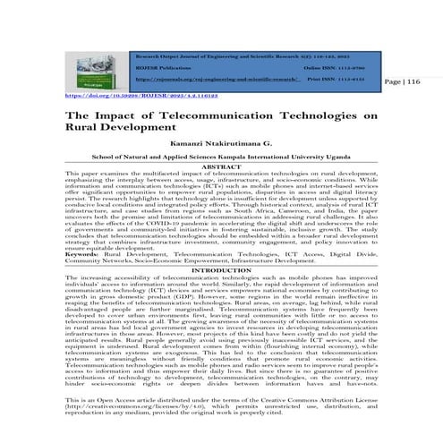 The Impact of Telecommunication Technologies on Rural Development (www ...