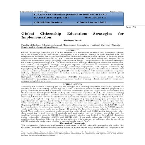 Global  Citizenship   Education: Strategies  for Implementation (www.kiu.ac.ug)