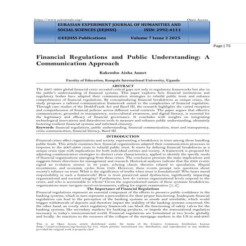 Financial Regulations and Public Understanding: A Communication ...