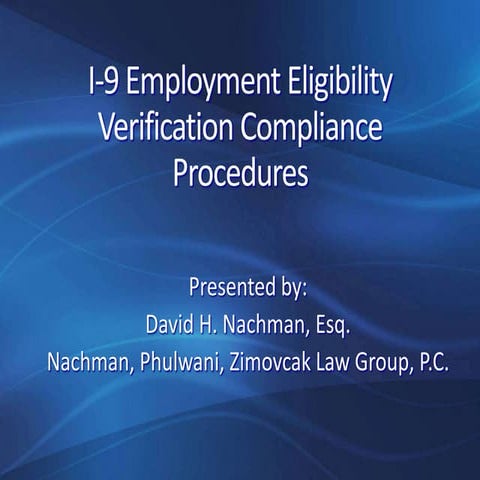 I-9 Employment Eligibility Verification Compliance Procedures