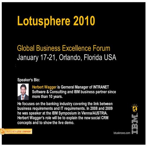 i-bank 2.0 & project "safebook" Lotusphere Orlando