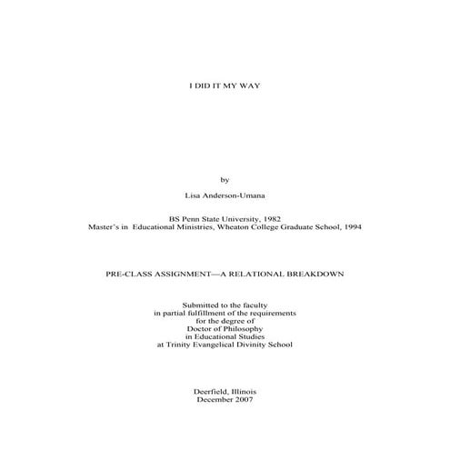 I Did It My Way A Cross Cultural Relational Breakdown