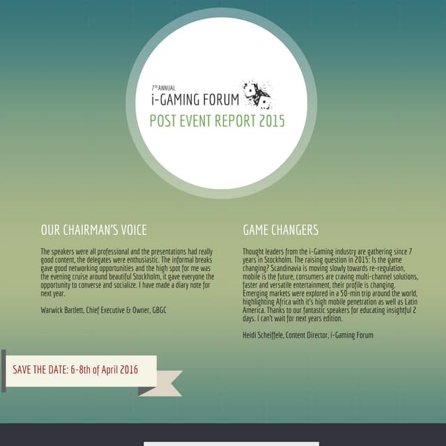 I-Gaming Forum 2015 Post Event Report