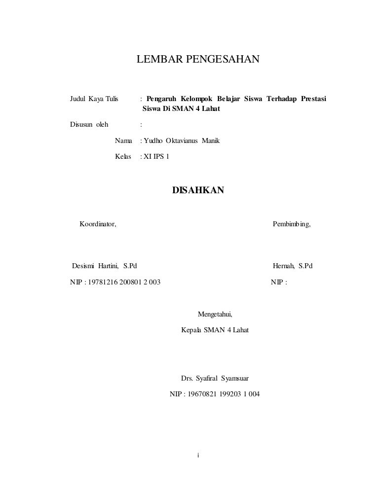 Pengaruh kelompok belajar terhadap prestasi