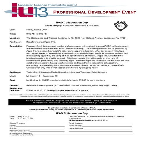 iPAD Collaboration Day Datesaver