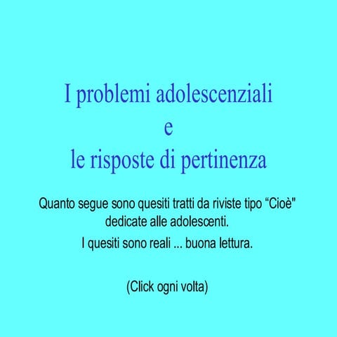 I Problemi Adolescenziali