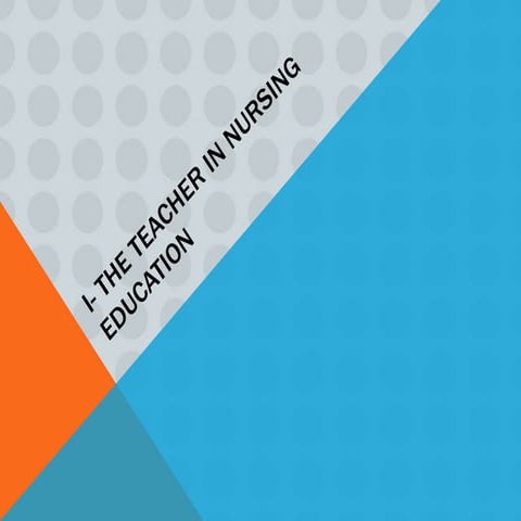 I  the teacher in nursing edu cation