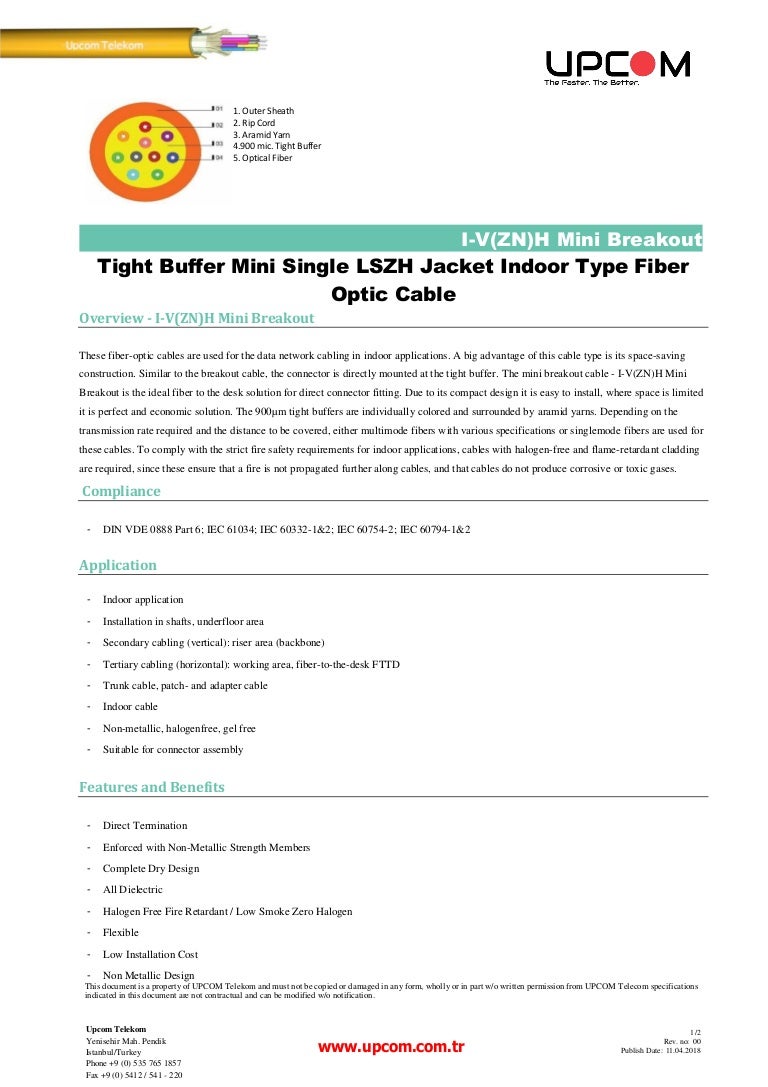 I V Zn H Mini Breakout Fiber Optic Cable Upcom