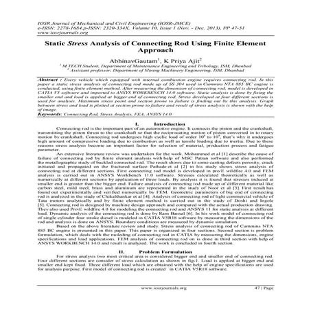 Static Stress Analysis of Connecting Rod Using Finite Element Approach