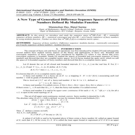 International Journal of Mathematics and Statistics Invention (IJMSI)