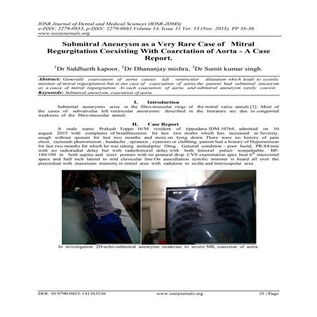 Submitral Aneurysm as a Very Rare Case of Mitral Regurgitation ...