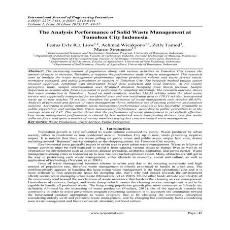 Survey of Household Solid Waste Management and Waste Minimization in ...