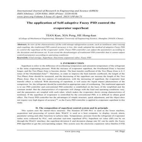 The application of Self-adaptive Fuzzy PID control the evaporator superheat