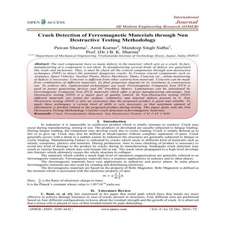Crack Detection of Ferromagnetic Materials through Non Destructive Testing Me...