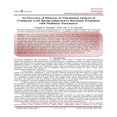 An Overview of Disarray in Vibrational Analysis of Composite Leaf Spring Subj...