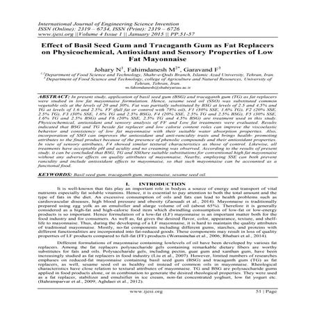 Effect of Basil Seed Gum and Tracaganth Gum as Fat Replacers on Physicochemic...