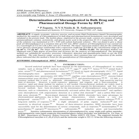 Determination of Chloramphenicol in Bulk Drug and Pharmaceutical Dosage Forms...