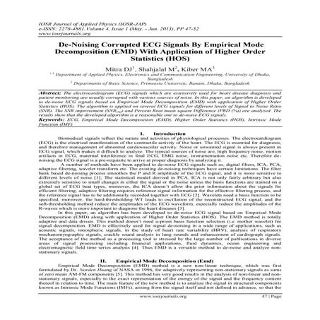 De-Noising Corrupted ECG Signals By Empirical Mode Decomposition (EMD) With A...