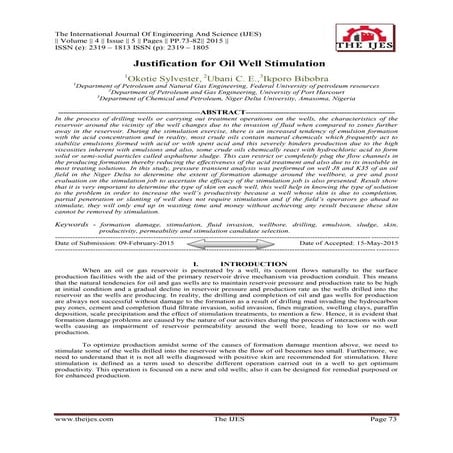 Justification for Oil Well Stimulation