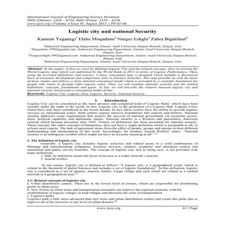 Logistic city and national Security