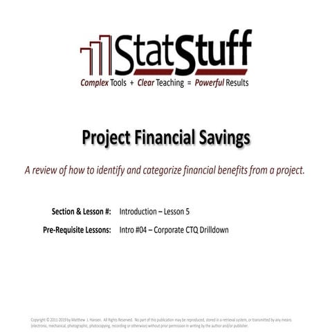 Project Financial Benefits with Matt Hansen at StatStuff