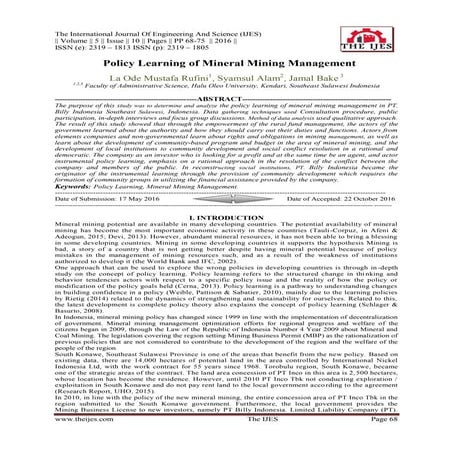 Policy Learning of Mineral Mining Management