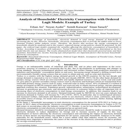 Analysis of Households’ Electricity Consumption with Ordered Logit Models: Ex...