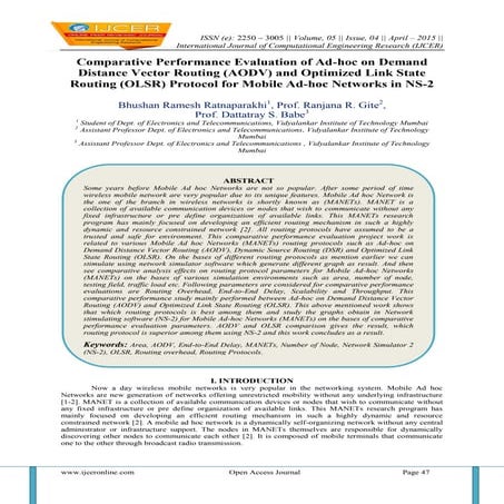Comparative Performance Evaluation of Ad-hoc on Demand Distance Vector Routin...