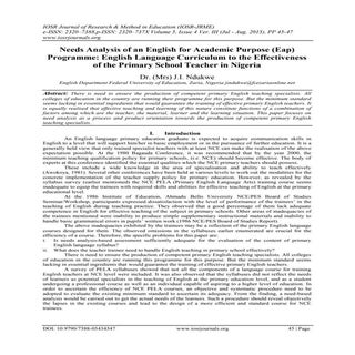 Needs Analysis of an English for Ac...