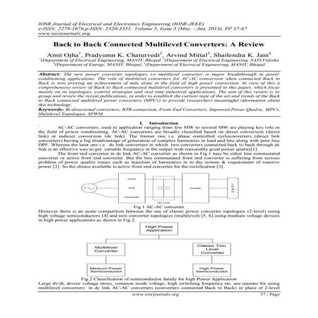 Back to Back Connected Multilevel Converters: A Review