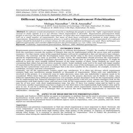 Different Approaches of Software Requirement Prioritization