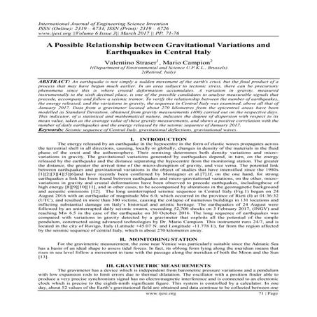 A Possible Relationship between Gravitational Variations and Earthquakes in C...