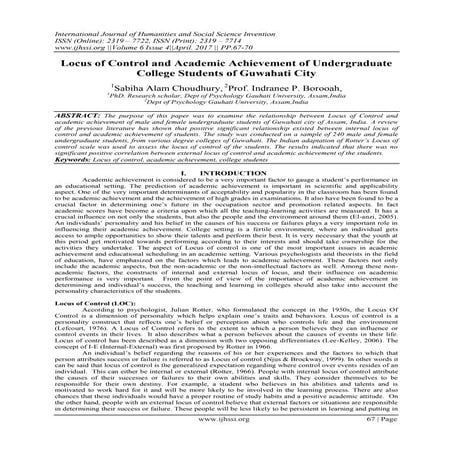 Locus of Control and Academic Achievement of Undergraduate College ...