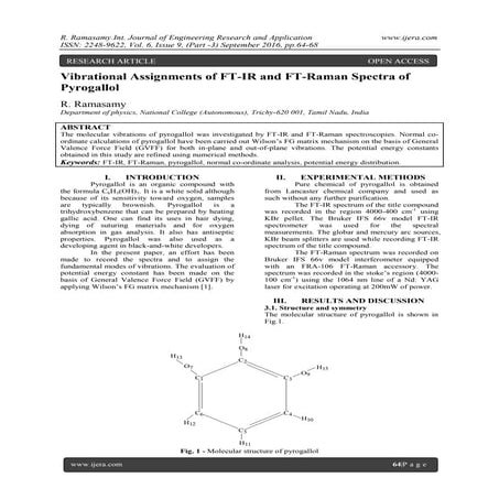 Vibrational Assignments of FT-IR and FT-Raman Spectra of Pyrogallol