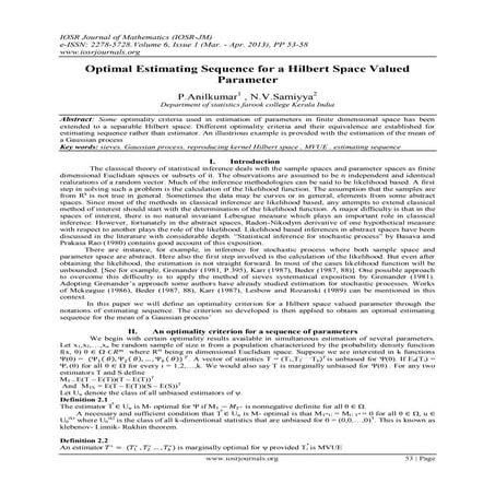 Optimal Estimating Sequence for a Hilbert Space Valued Parameter
