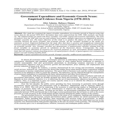 Government Expenditure and Economic Growth Nexus: Empirical Evidence ...