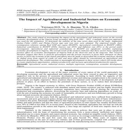 The Impact of Agricultural and Industrial Sectors on Economic Development in ...
