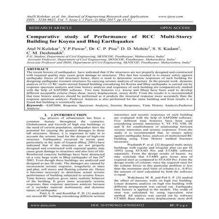 Comparative study of Performance of RCC Multi-Storey Building for Koyna and B...